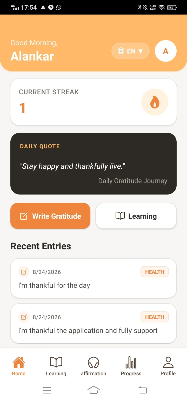 Daily Mindset & Habit Dashboard Mobile App – Flame Techno